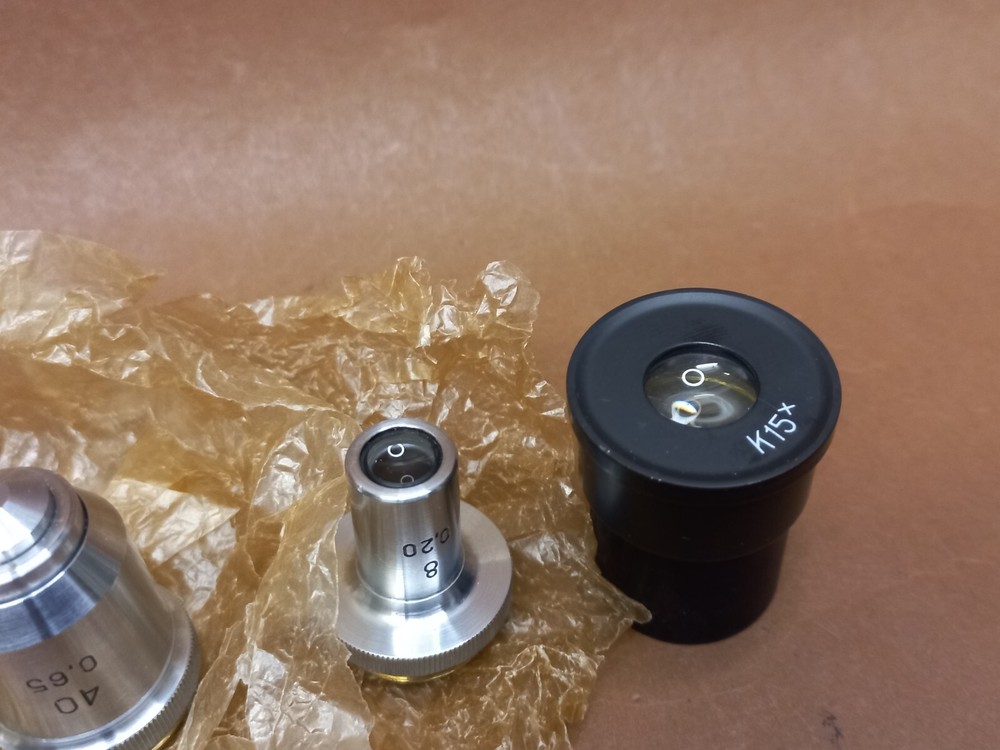 Soviet Vintage Microscope Lenses LOMO New!!! Set, USSR Microscope Accessories