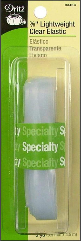 9346C Lightweight Elastic, Clear, 3/8-Inch by 5-Yard