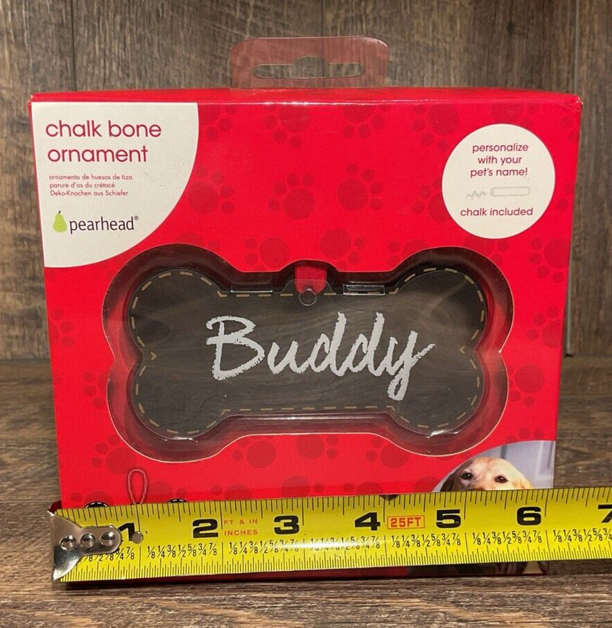 Pearhead Chalk Bone Ornament Double-Sided, Personalize w/Pet's Name- reuseable🐶