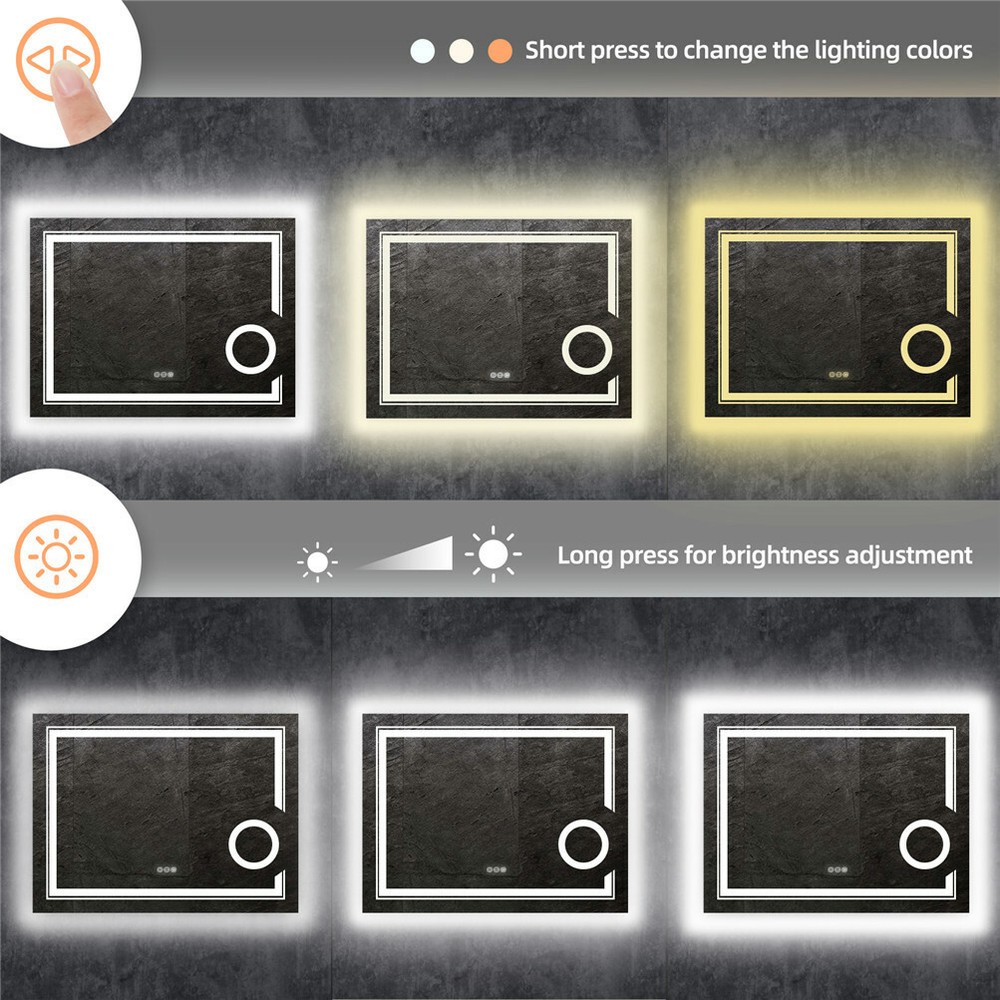 Backlit Wall Bathroom Mirror Makeup LED Vanity Mirror Antifog Magnifying Design