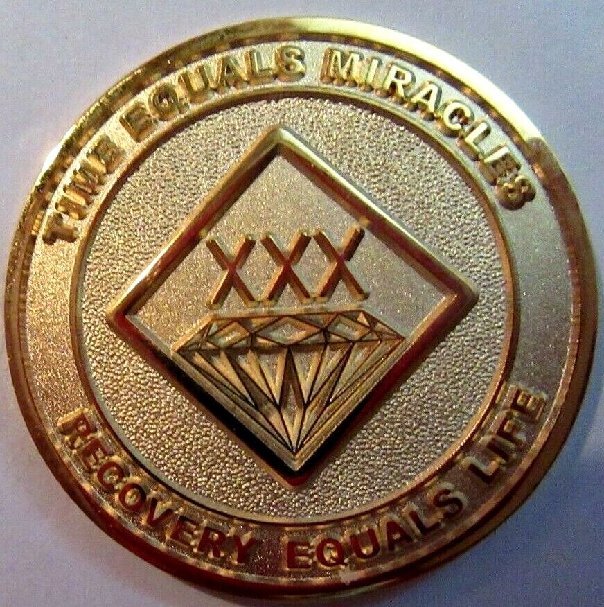 Narcotics Anonymous NA GOLD 30  Year Medallion Chip Coin Token Sober