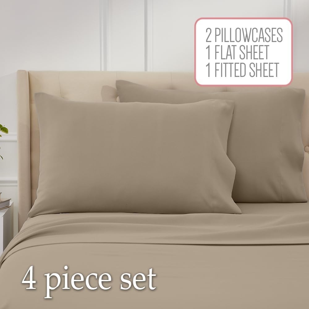 4-Piece King Bed Sheet Set - Extra Deep Pocket, Soft Microfiber, Fade Resistant