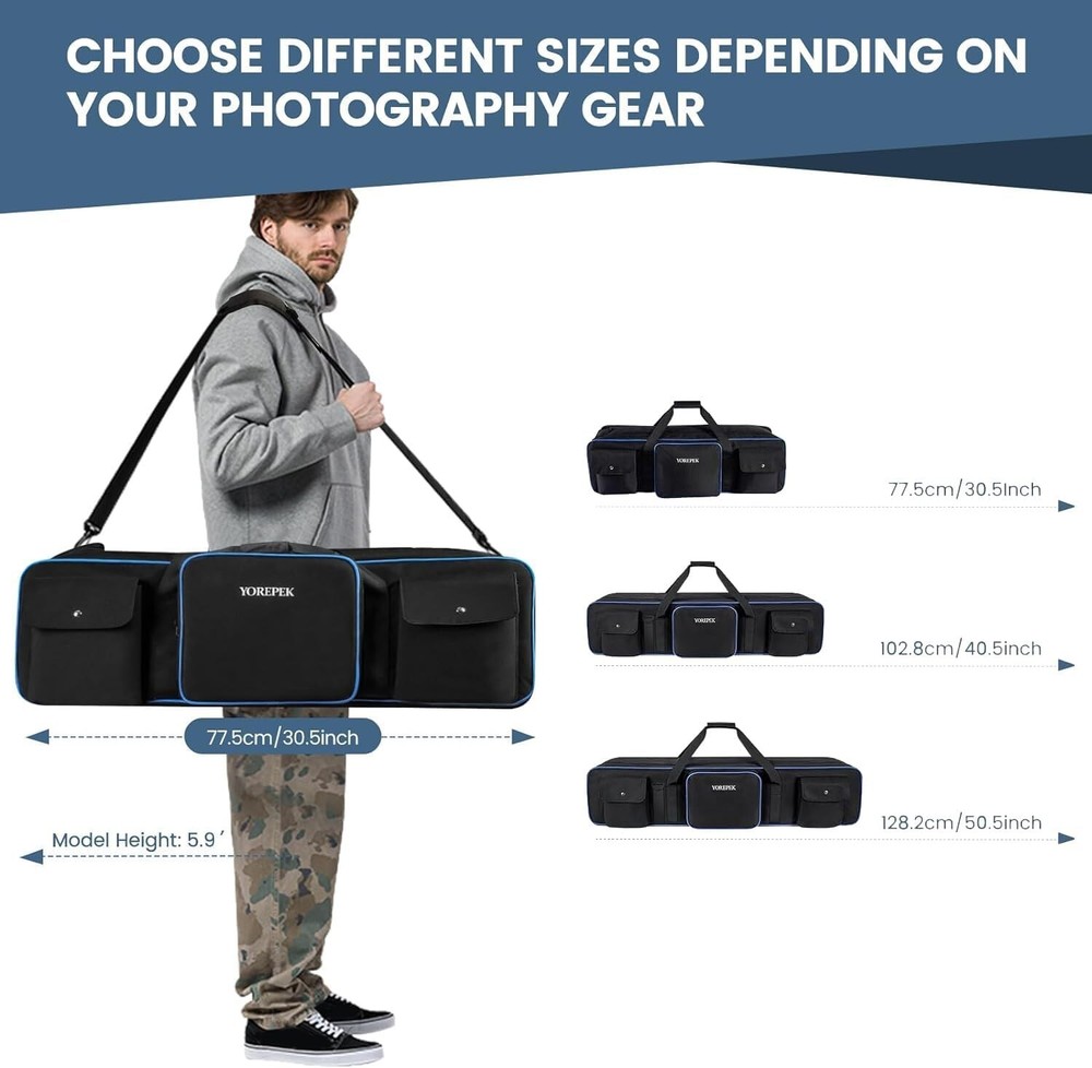 Durable 50.5" Lightweight Tripod Bag with Adjustable Strap & Stability Bumpers