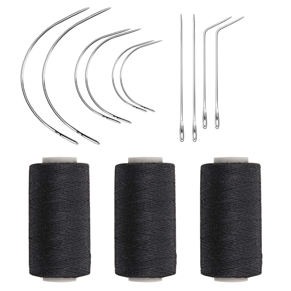 Weaving Needle Combo Deal Black Thread with 10pcs Needle for Making Wig Sewin...