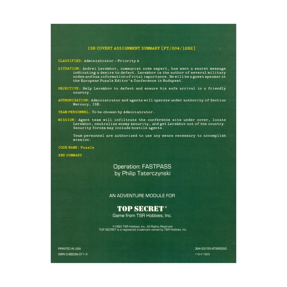 TSR Top Secret Operation - Fastpass Fair+