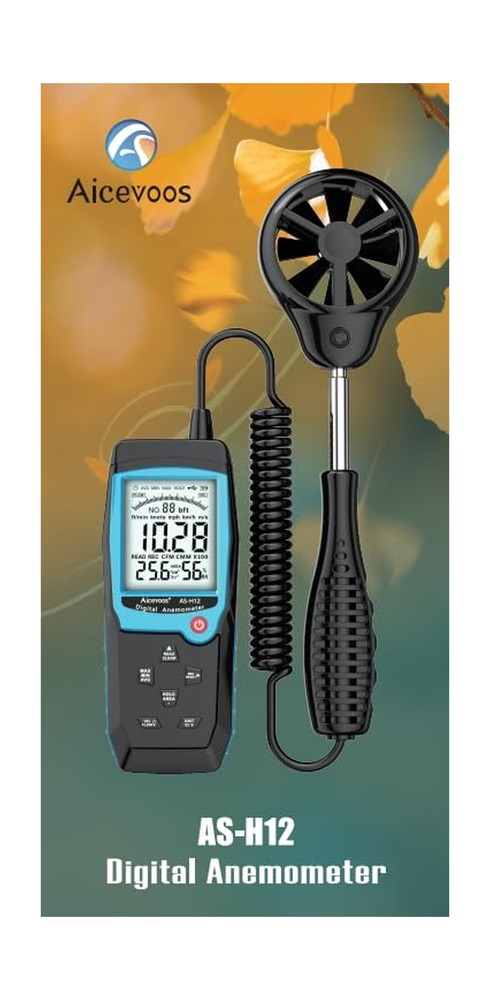 H12 Digital Anemometer Handheld Wind Speed Meter with Extended Wind Sensor, M...