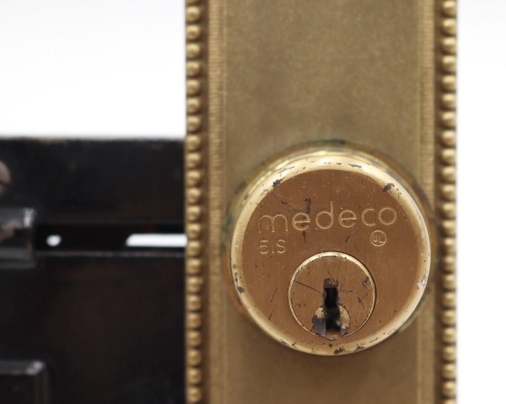 Vintage Solid Brass Beaded Entry Door Knob Set