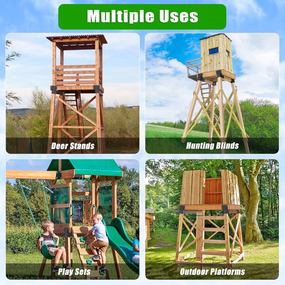 Heavy Duty Deer Stand Brackets, 4X4 Compound Angle Bracket, Powder Coated Elevat