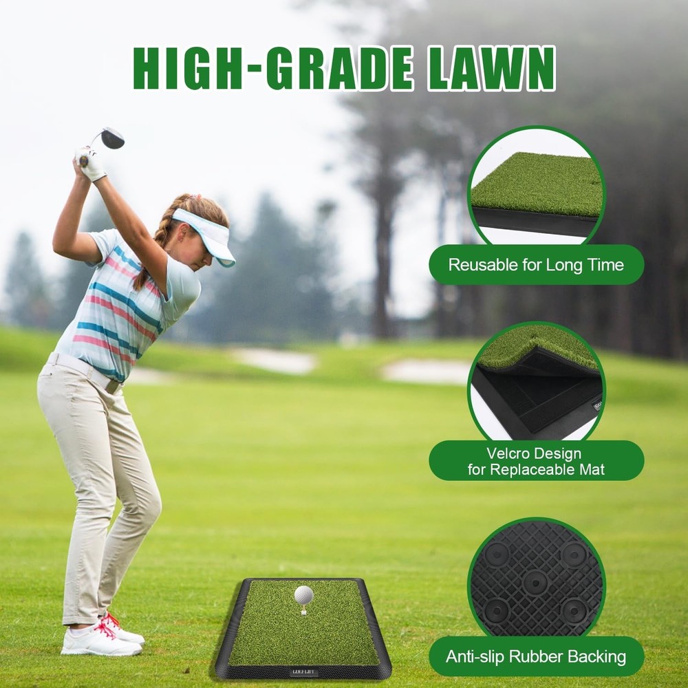 Golf Hitting Mat, with Clear Swing Path Feedback, Flannel Mat 13 * 17in Repla...