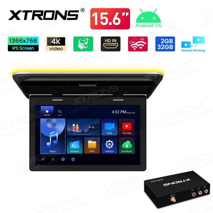 15.6 Inch IPS Screen, Fold Out Android Car Roof Multimedia Player