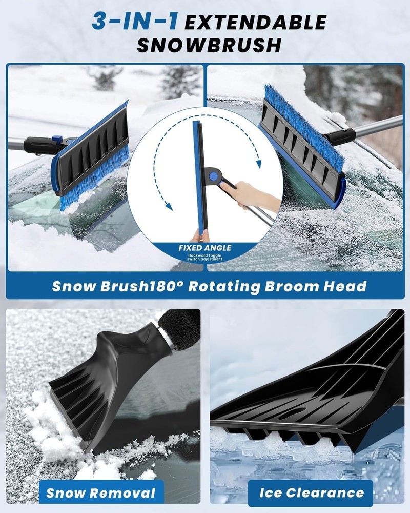2025 Extra Long 55.7" Ice Scrapers for Car Windshield Multi-Functional Detach...