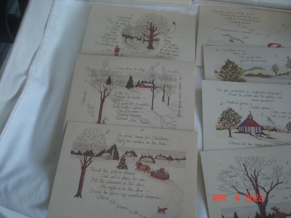 1990 BOXED LOT 11 A Stitch in Time ASSORTED NOTE CARDS & ENV Needlepoint Designs