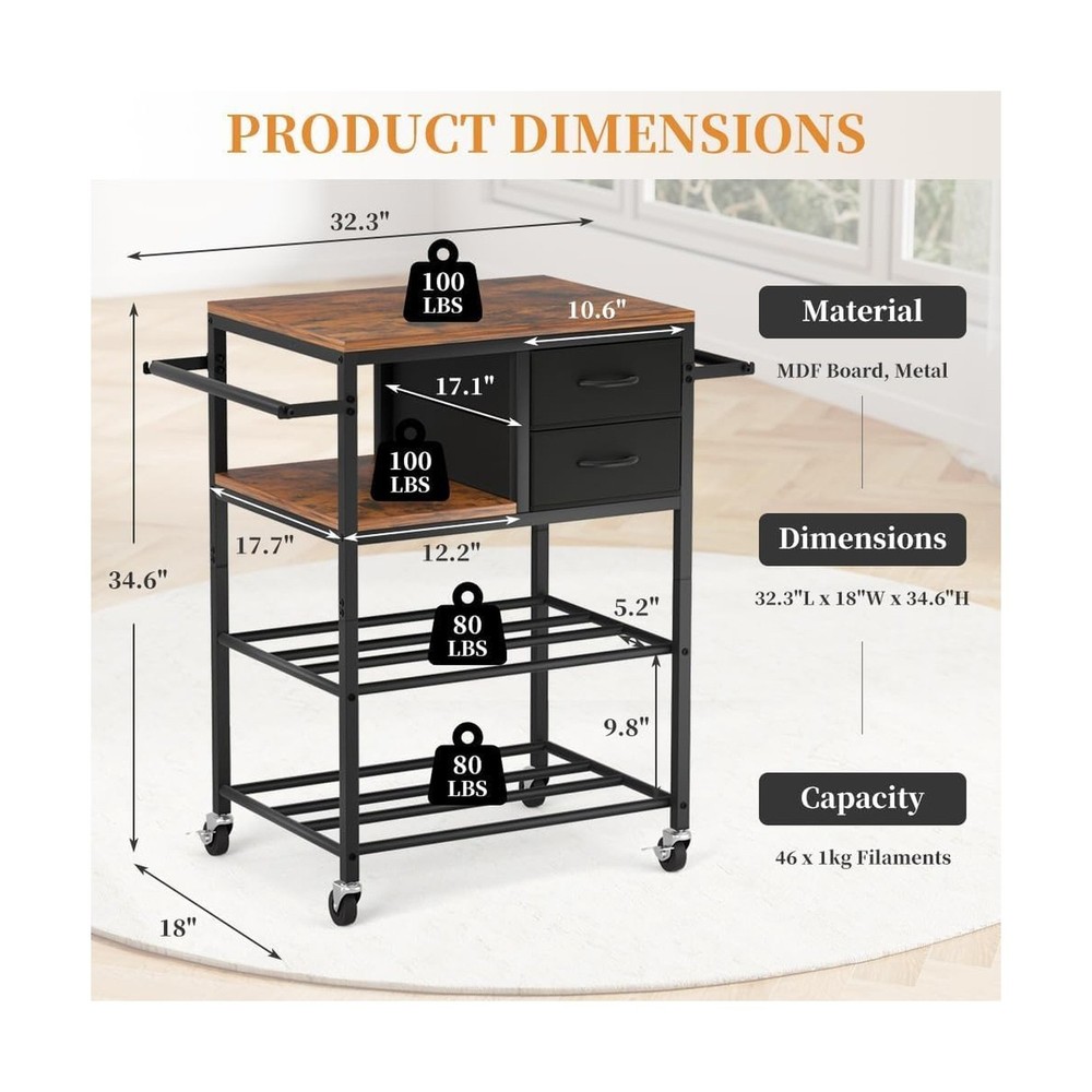3D Printer Stand with Filaments Storage, Rolling 3D Printer Table Filament St...
