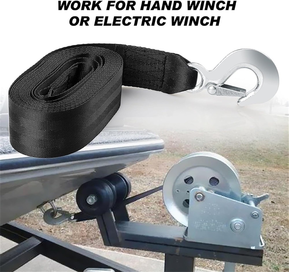 2 Inch by 20 Feet Trailer Winch Strap with Hook Heavy Duty Strap Replacement ...