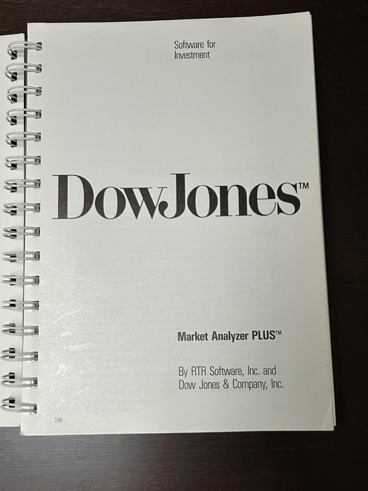 Market Analyzer PLUS by Dow Jones - Version 1 Vintage Software for IBM PC