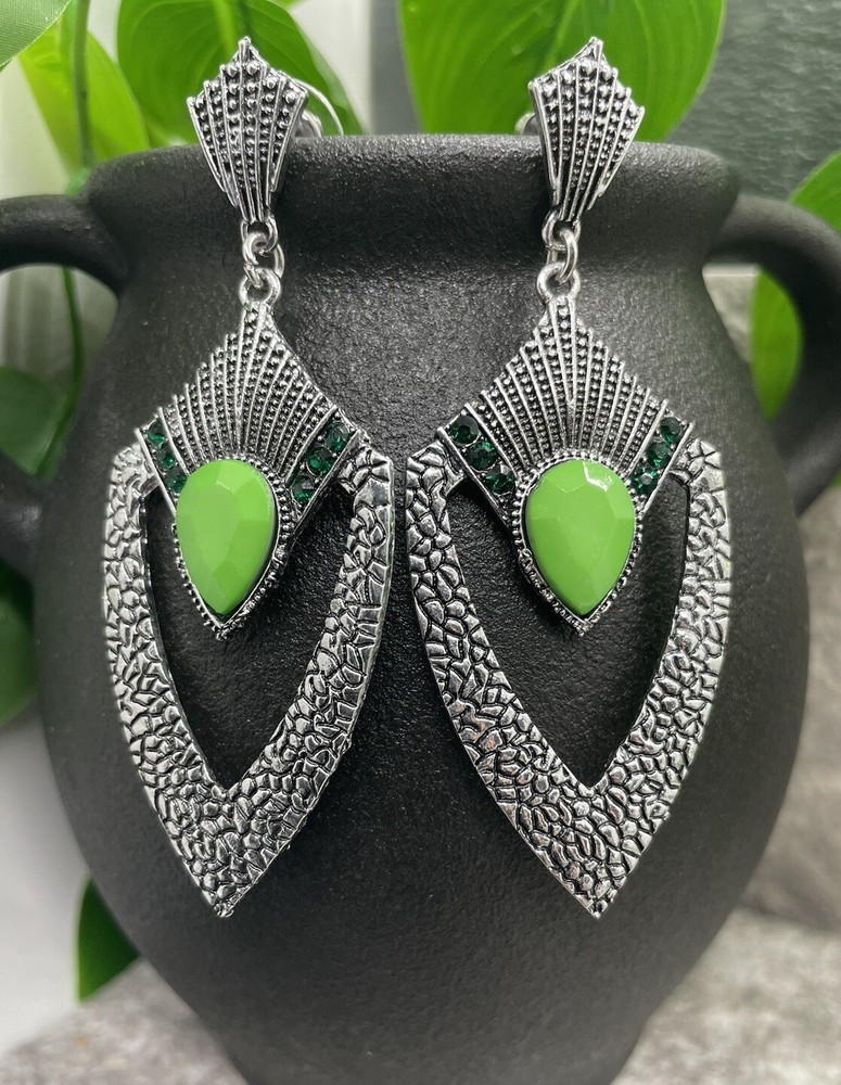 3” Silver-tone Earring Set Boho Bead Retro Drop Dangle New Free Ship B1386