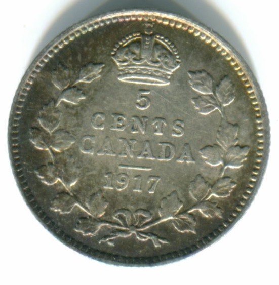 1917 Canada Silver Five Cent  / 5 Cent !!  Great Condition !!
