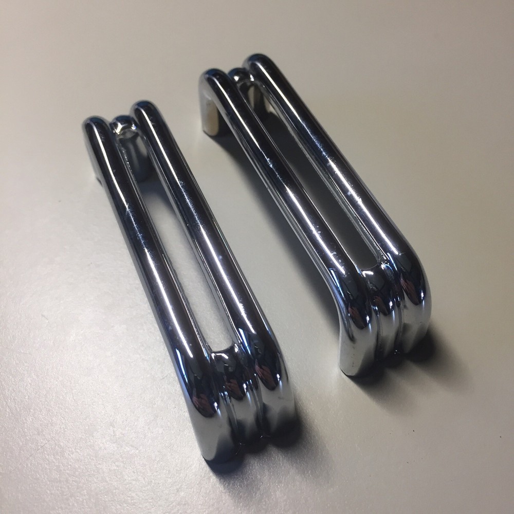 2 Vintage KBC Chrome Split Bar Drawer Pull Mid Century Style Lot D