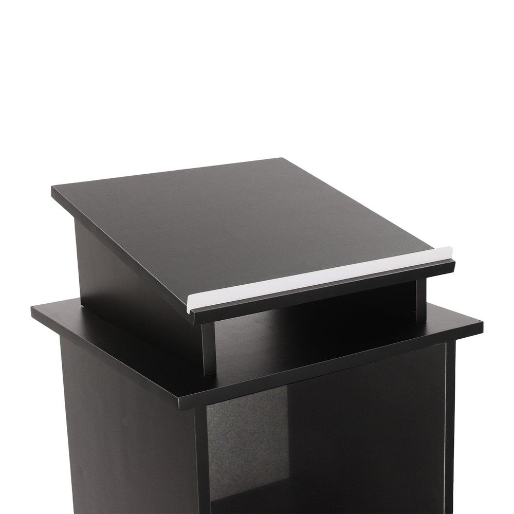 Lectern Elevated Inclined Reading Platform Black Mobile Presentation Stand
