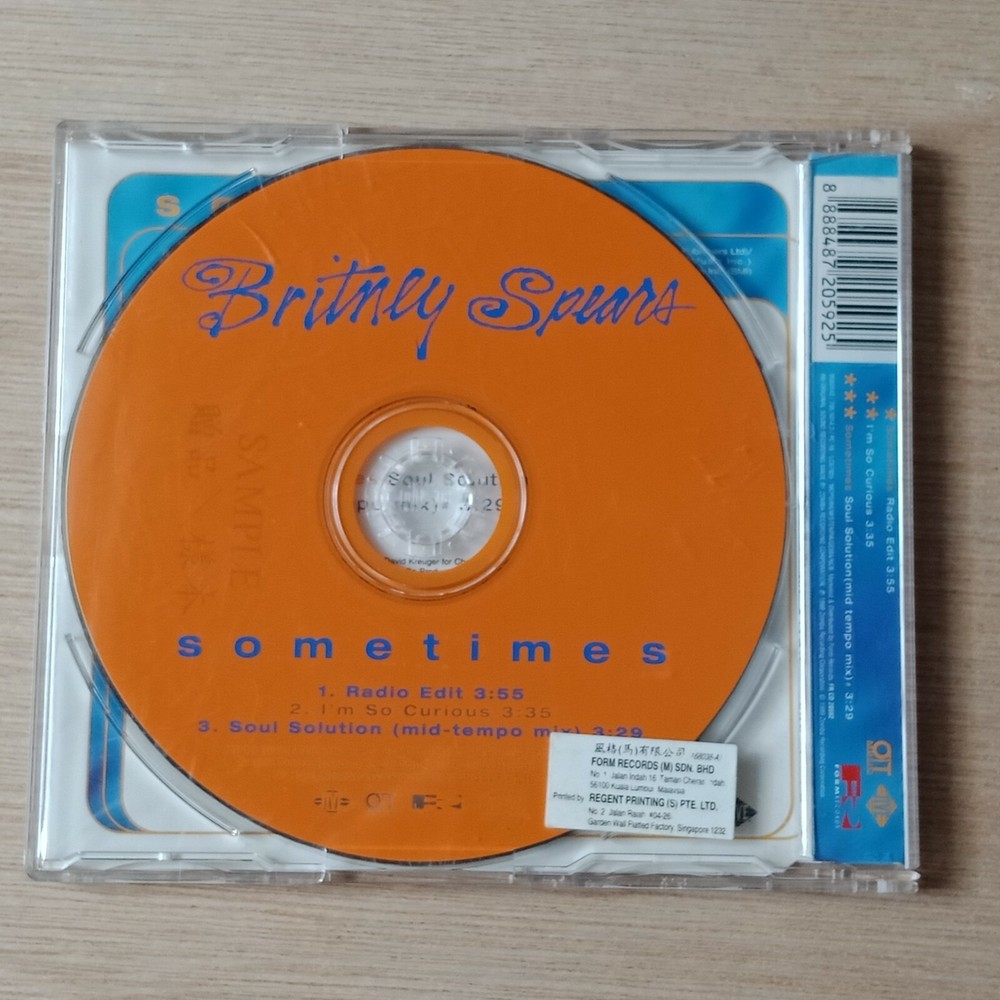BRITNEY SPEARS sometimes - Rare Malaysia Single CD SAMPLE promo used