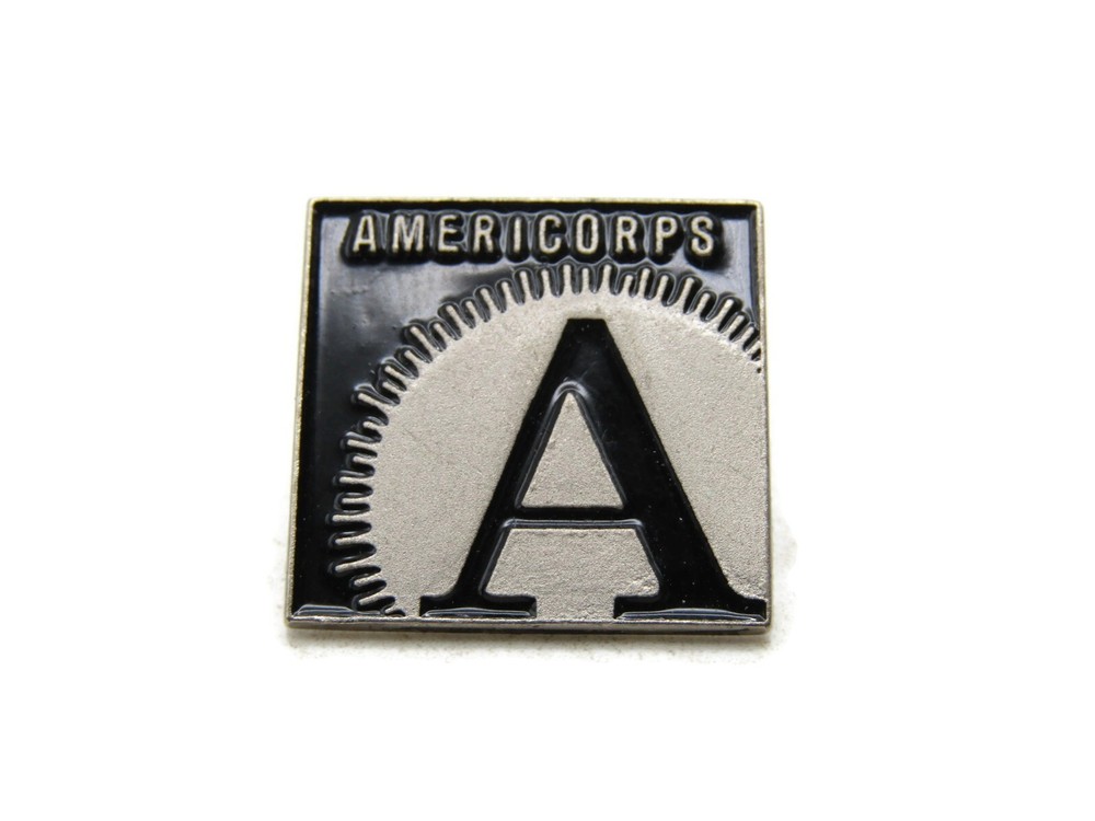 Americorps Lettered Pin Black & Silver Tone