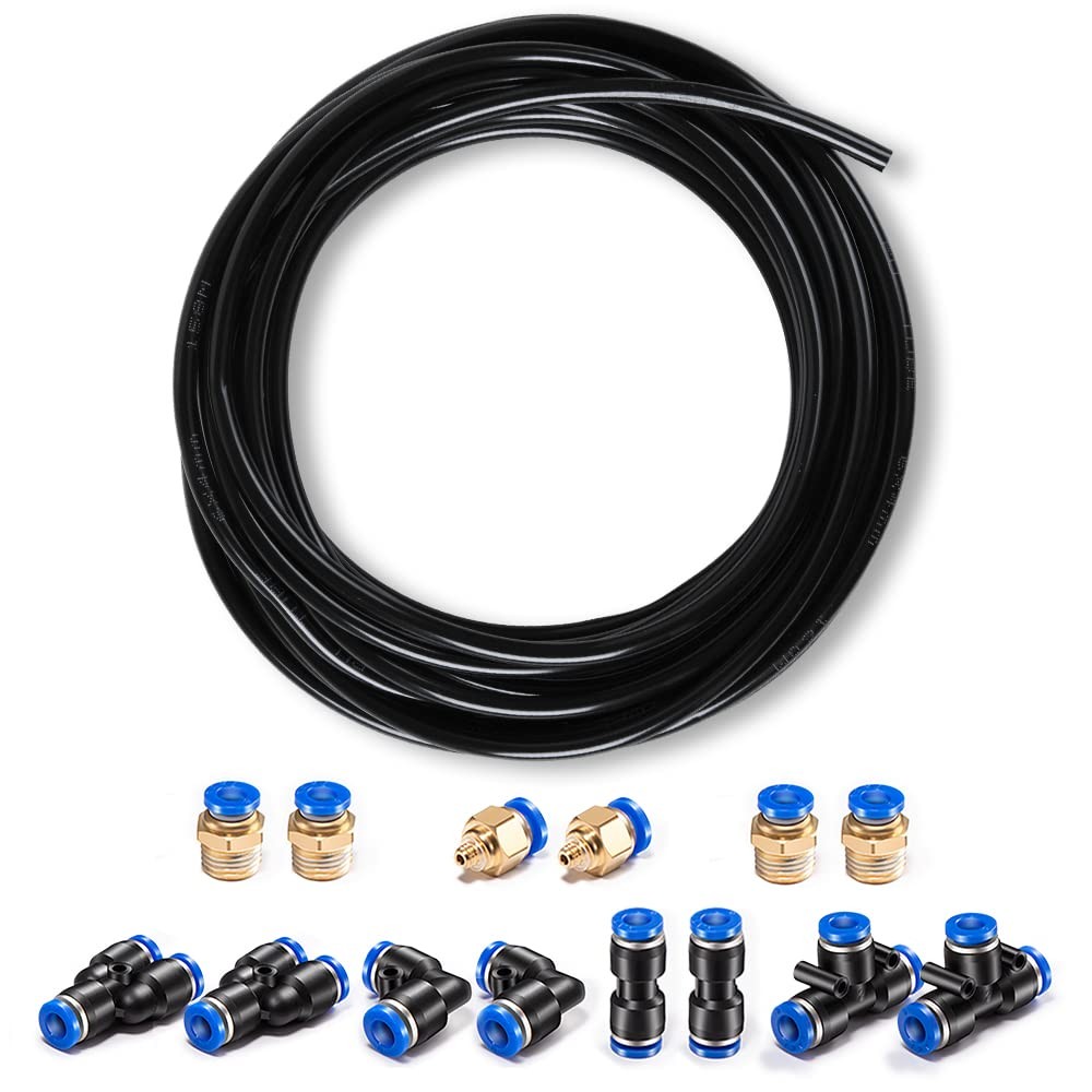 Pneumatic Tubing Black PU Air hose Pipe Tube Kit 5/32 inch or 4mm OD 2.5mm ID...