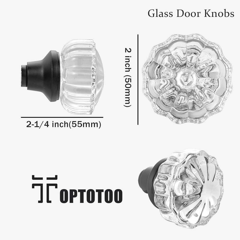 Glass Door Knobs Interior, Old Style Knob 1 Pack, Matte Black