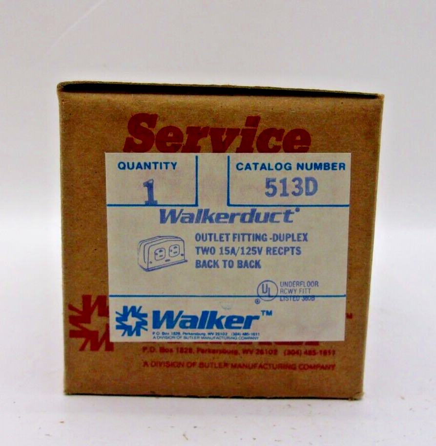 WALKERDUCT, 513D, Outlet Fitting Two Duplex Receptacles, 1561A