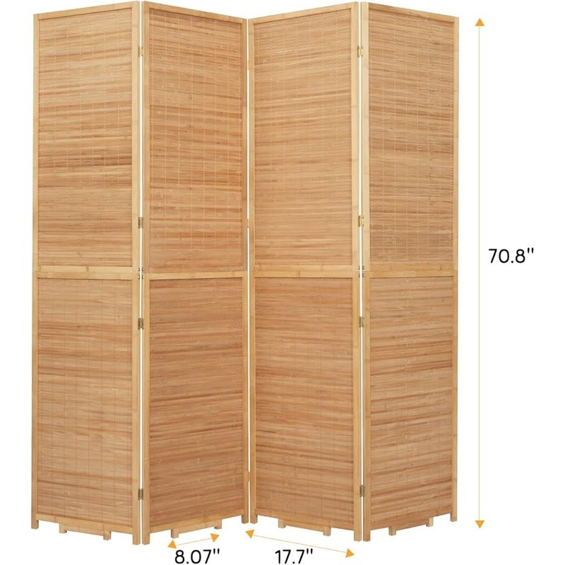 Bamboo Room Divider 4 Panel Folding Privacy Screen Decorative Partition Portable