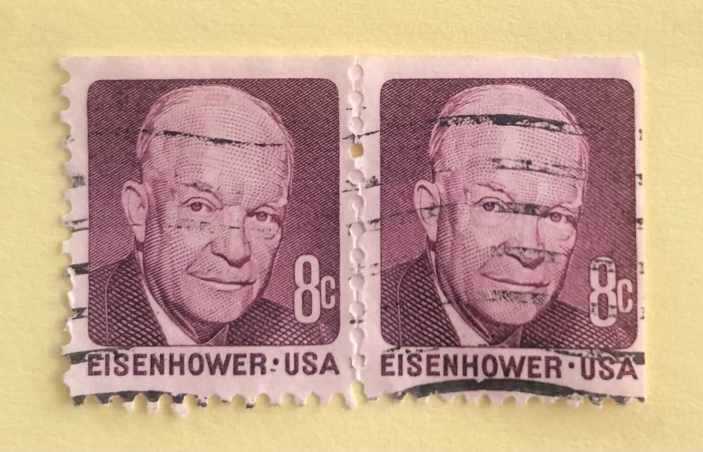 Unperforated Error US Postage 8 Cent Eisenhower Stamp Used Rare