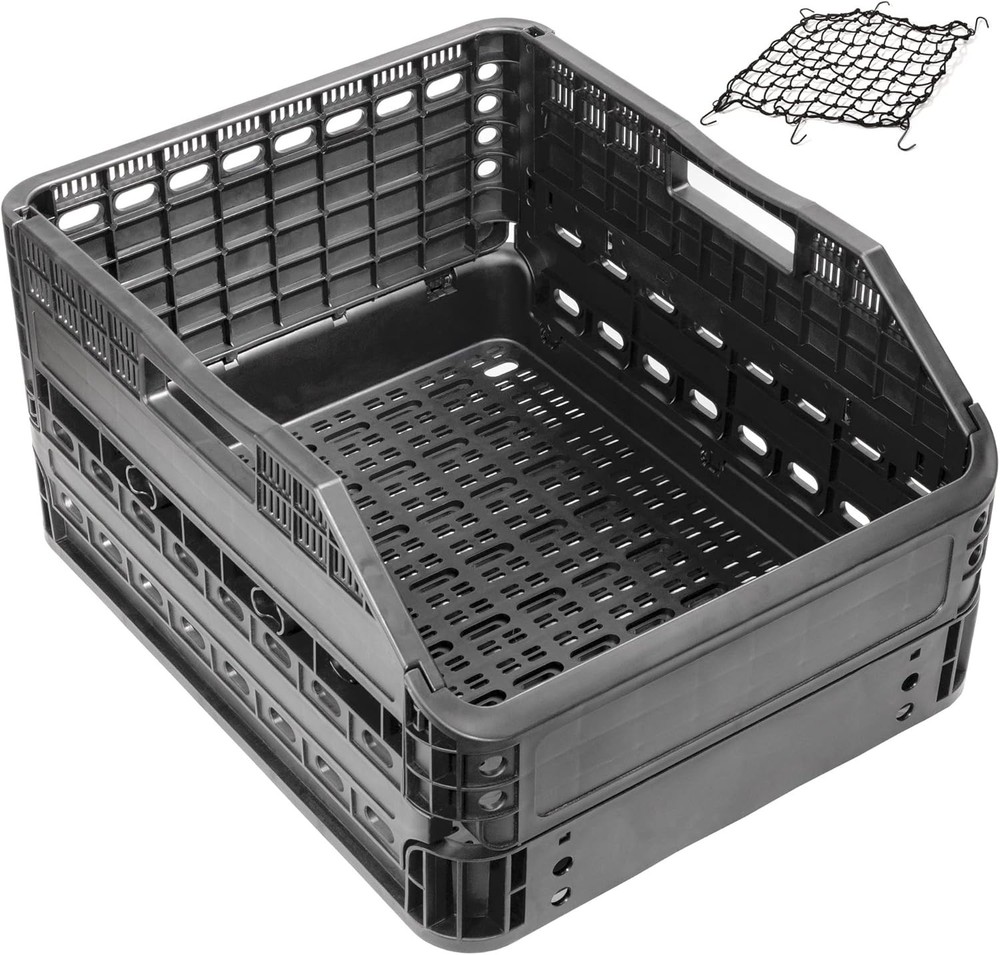 Foldable Rear Bike Basket with Cargo Net