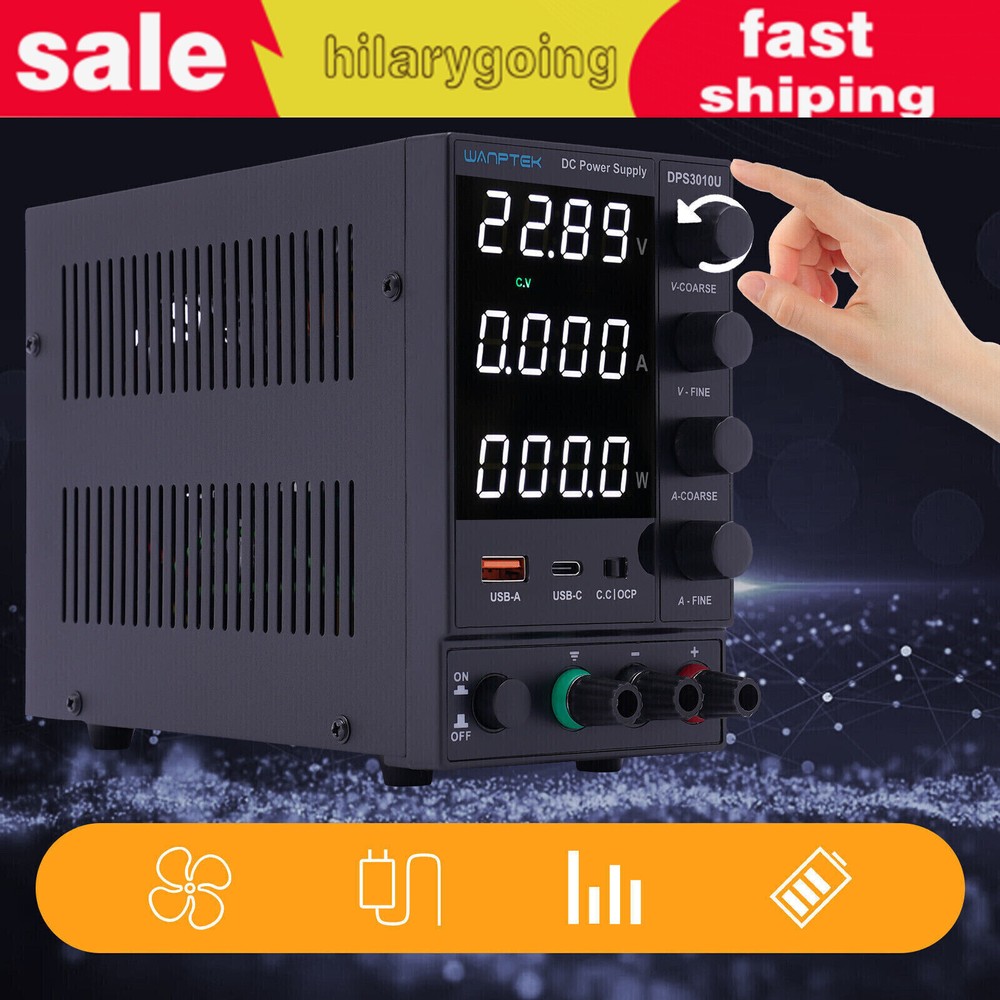 0-30V 0-10A DC Power Supply Lab Variable Adjustable Regulated Bench Switching