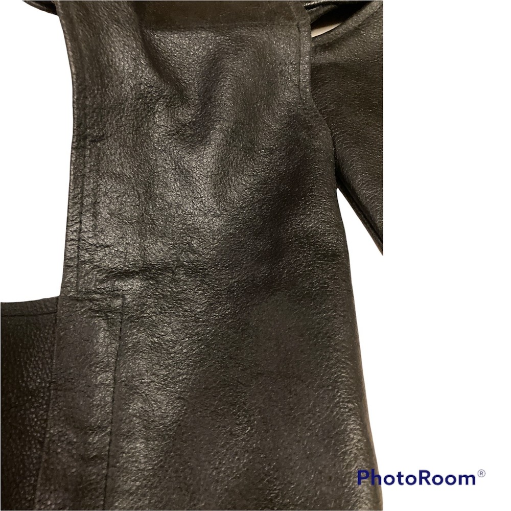Genuine Leather Chaps . Size M . Black . Motorcycle Biker