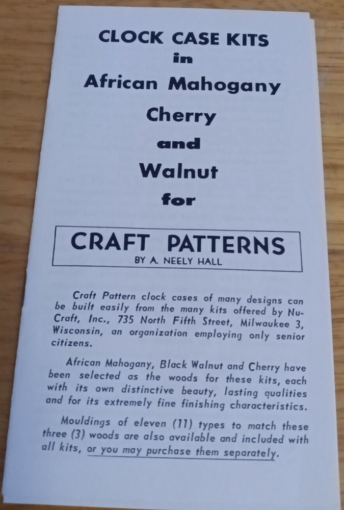 A Neely Hall No 363 Hall Clock Craft Patterns Studio 1963 Vintage Craft Patterns