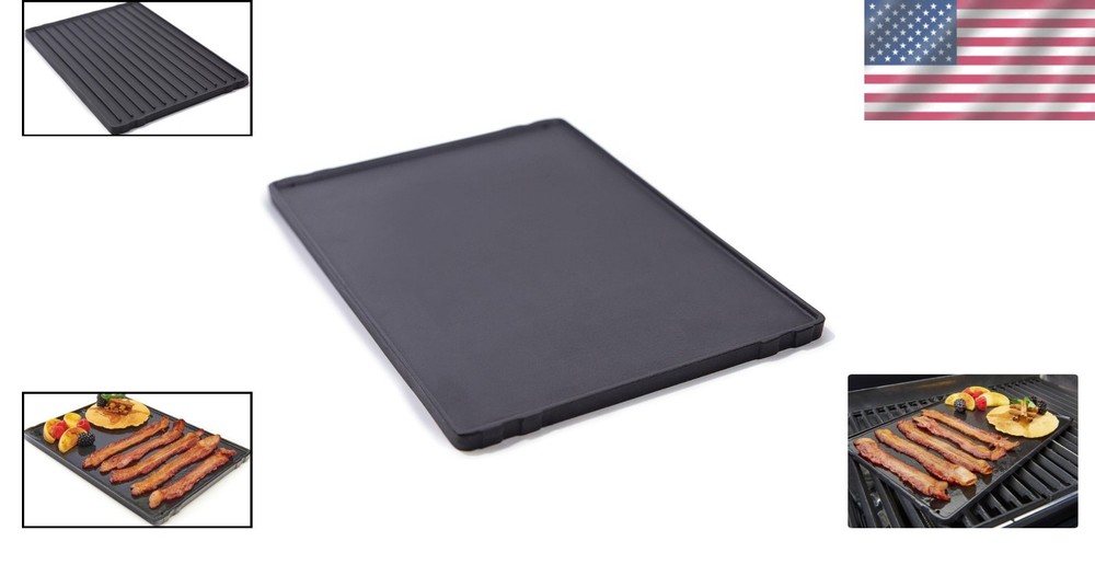 13" x 9.25" Multi-Functional Cast Iron Griddle, Matte Porcelain Coated & Durable