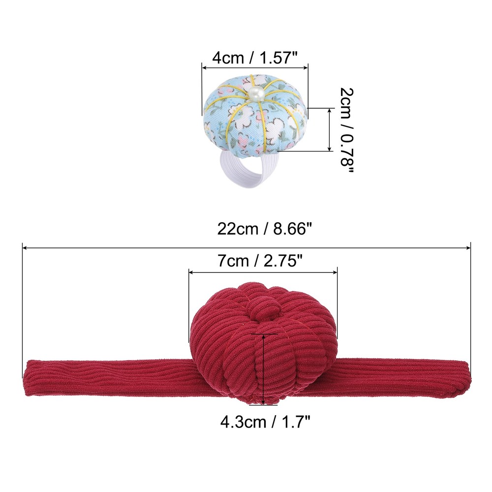 Wrist Pumpkin Pin Cushion with Elastic Strap, Red
