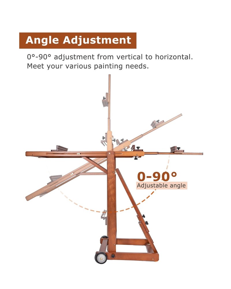 DJAR Extra Large Studio Painting Easel, Premium Beech Wood Movable & Tilting ...