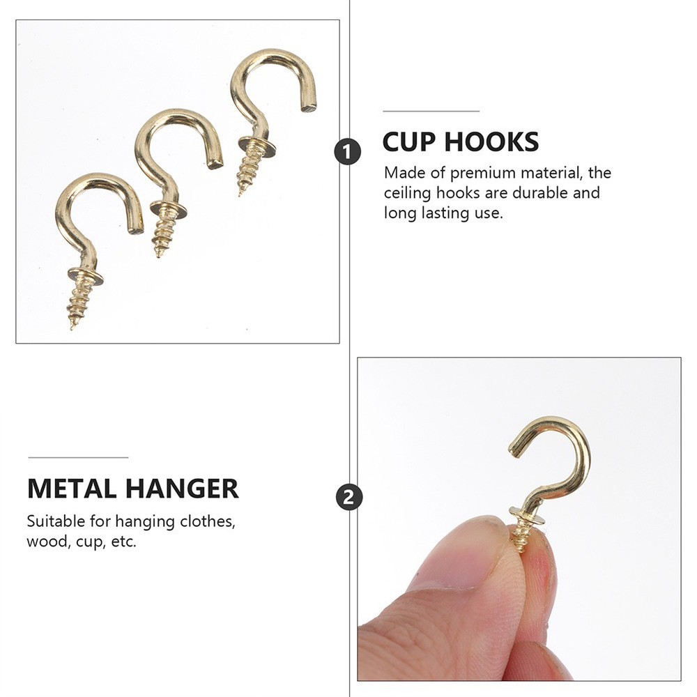 50 Pcs Screw Hooks Iron Heavy Duty Self Tapping Hanging Hooks