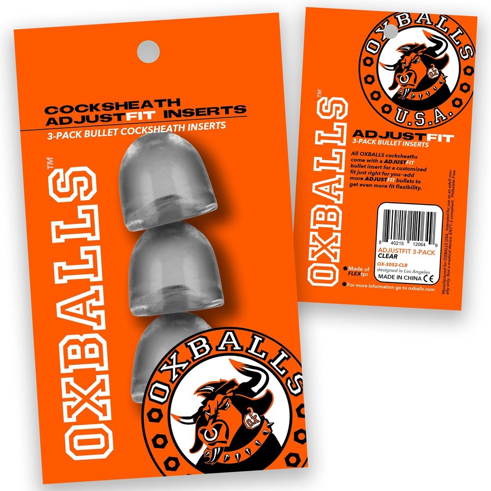 Oxballs Penis Extender Inserts 3pc Adjust Fit Clear Penis Sheath Accessory
