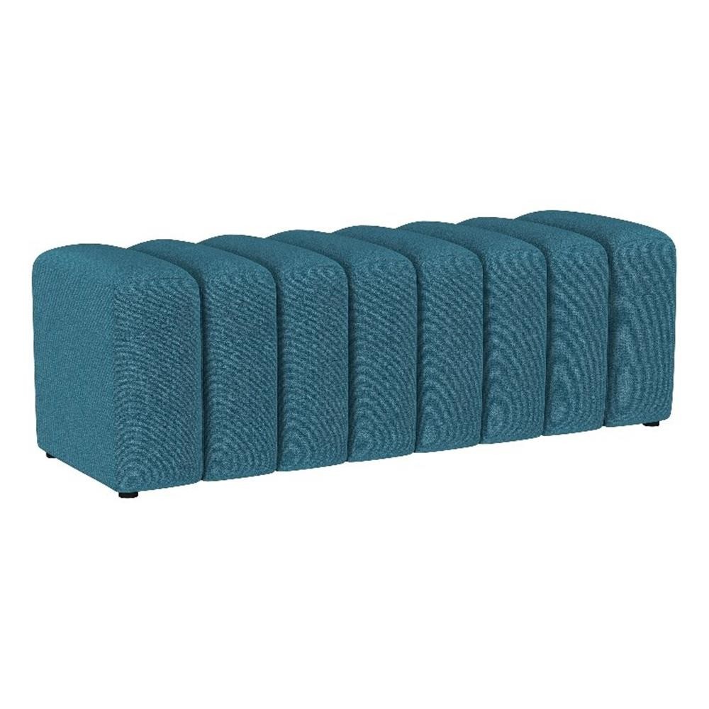 Summer Fabric Upholstered Tufted Accent Bench Peacock Blue
