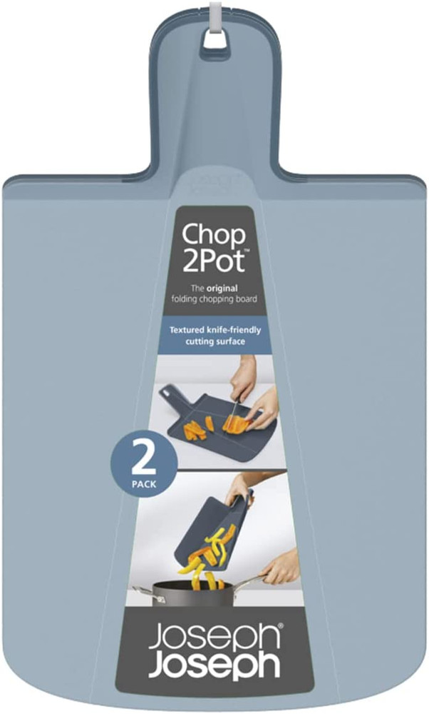 Chop2Pot plus Foldable Plastic Cutting Boards, Easy Grip Handle, Non Slip Feet,