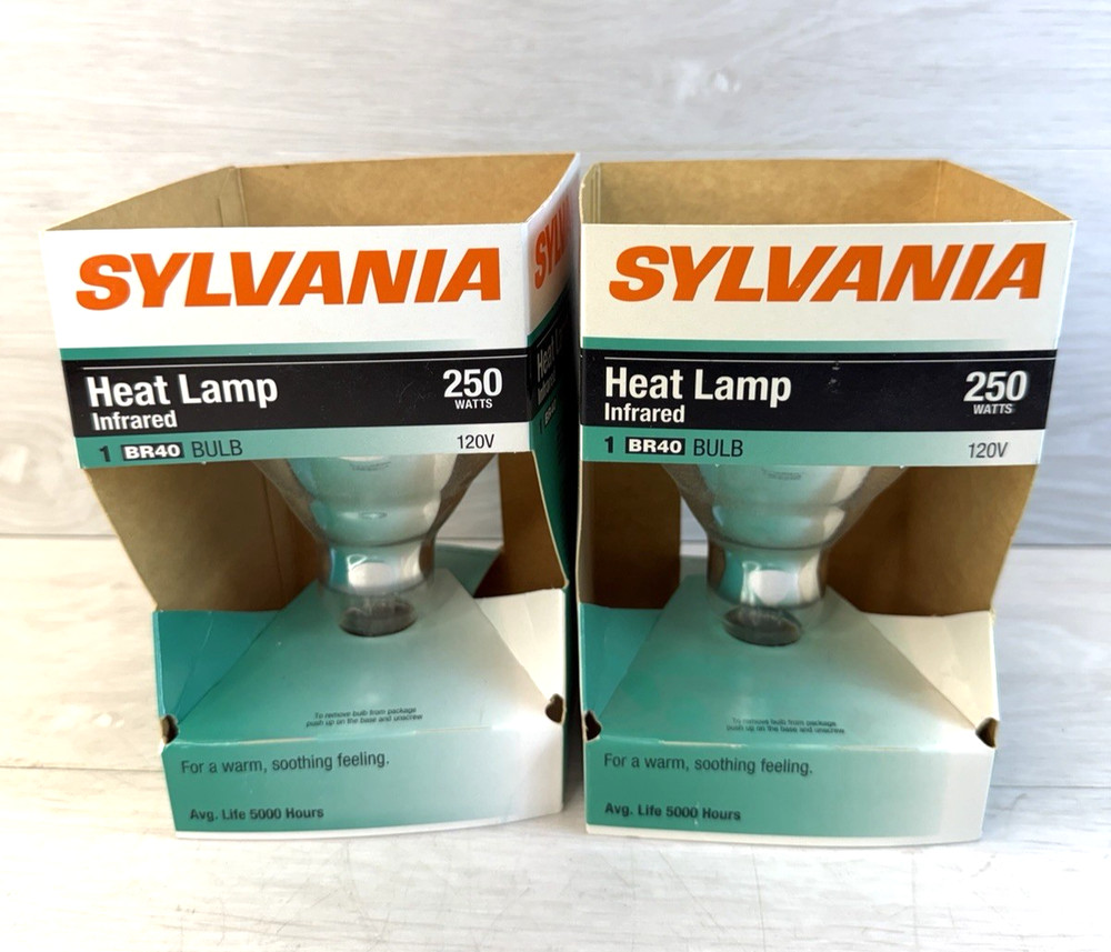 Sylvania Heat Lamp Infrared Bulb 250BR40  120V 250W Clear Lot of 2 Brand New