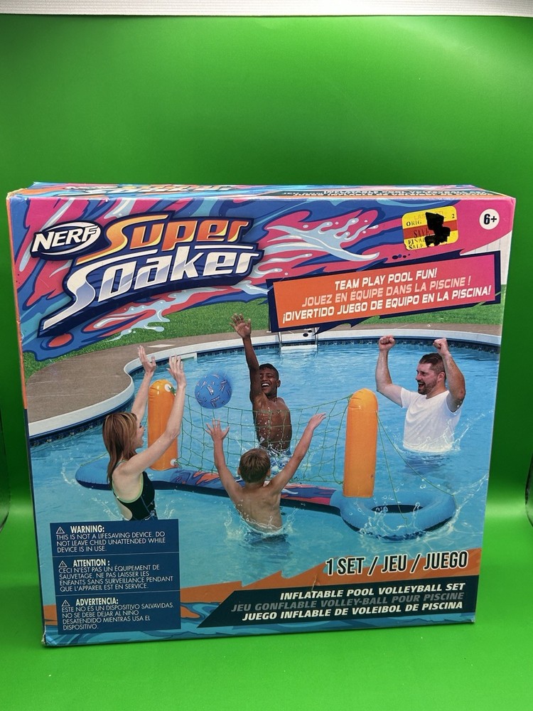 Nerf Super Soaker Pool Volleyball Set Inflatable Pool Float with Net and Ball