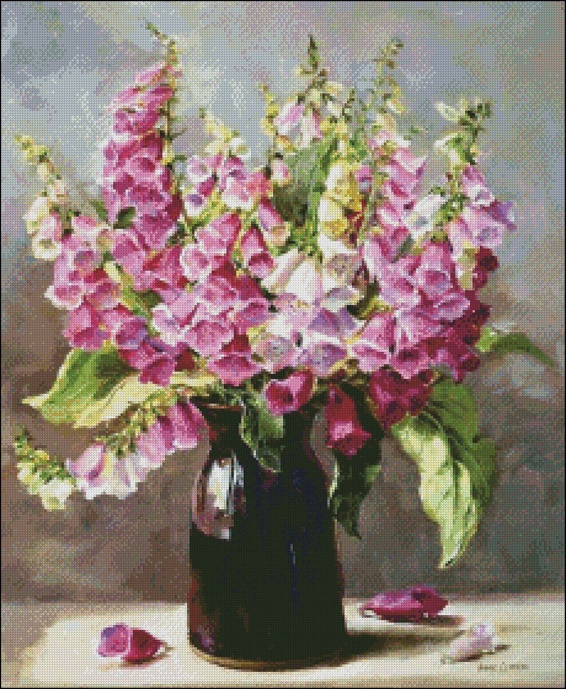 Chart Needlework Embroidery DIY Counted Cross Stitch Pattern - Foxgloves