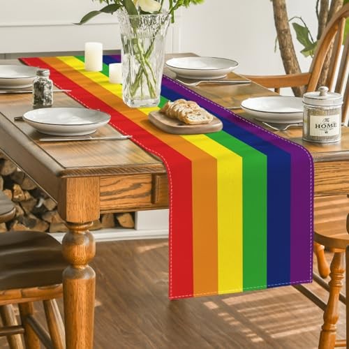 Rainbow Pride Day LGBT Table Runner, Kind 13" x 90", Table Runner Multi Color