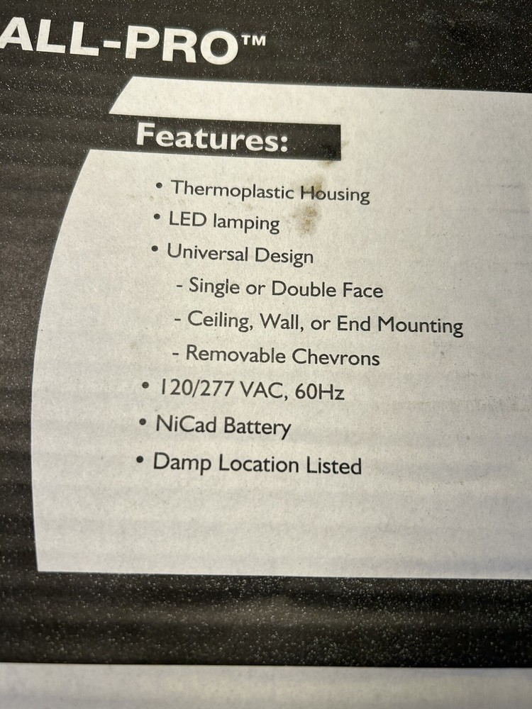 All-Pro Thermoplastic Exit Emergency Combo Cooper Lighting (Model: APC7R)