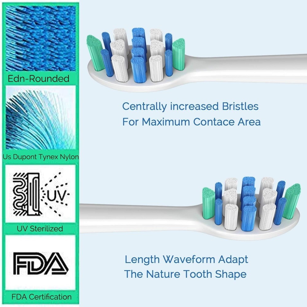 Replacement Toothbrush Heads Compatible with Phillips Sonicare Snap-on 4 Pack