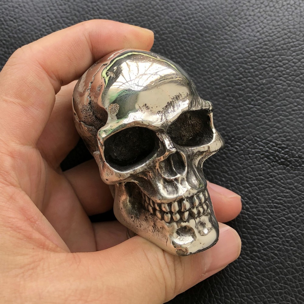 Solid White Copper Casting Skull Car Gear Shift Knob DIY part Cane Crutches Head