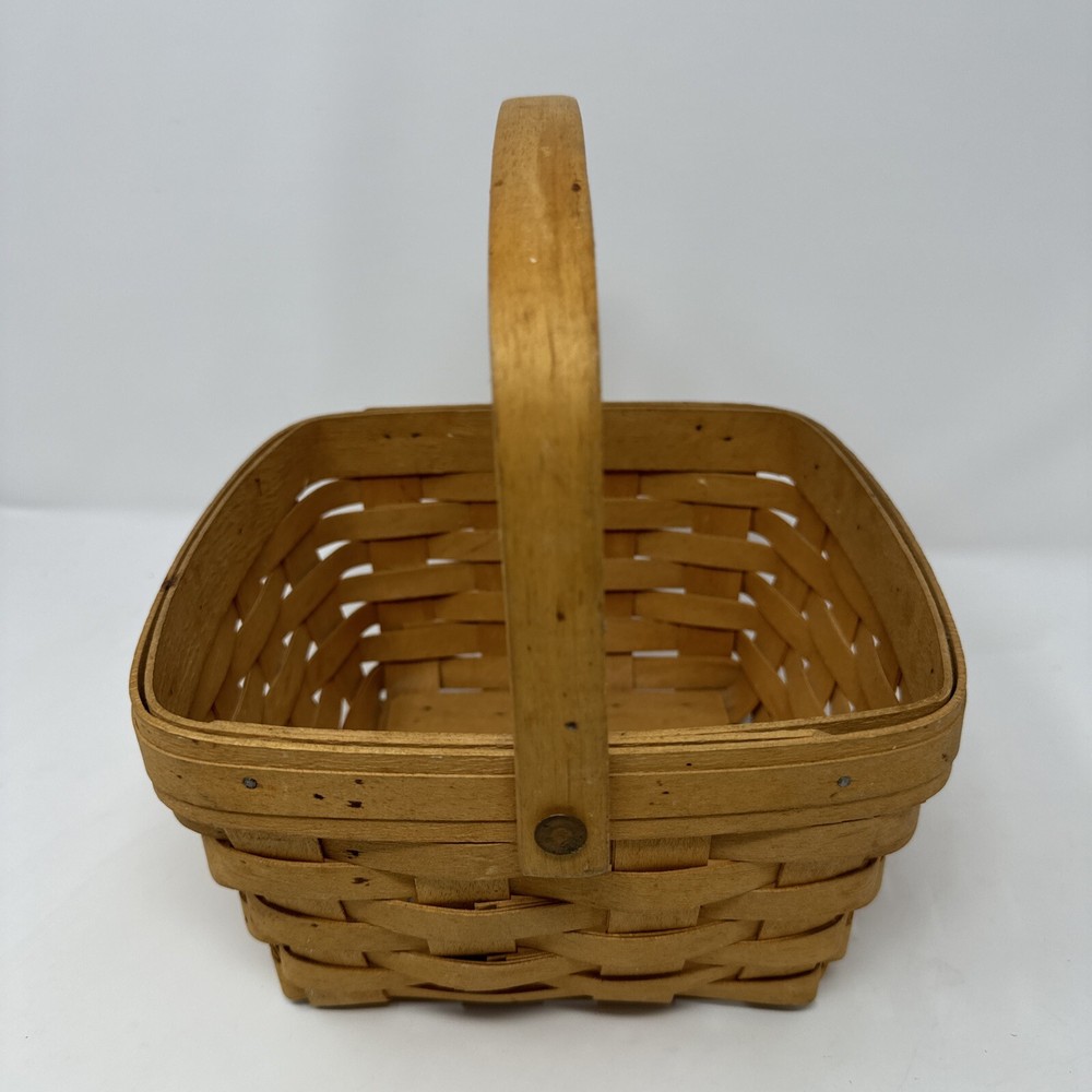 Longaberger 1996 Handwoven 8.5" Square Basket with Handle