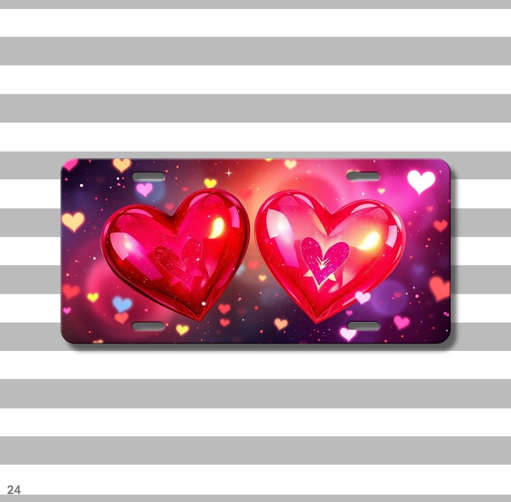 Romantic Hearts License Plate Customizable Front Bumper Plate Birthday Gift